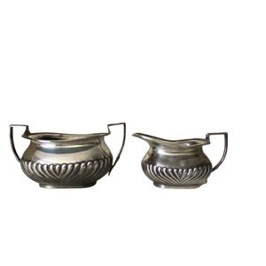 William Hutton & Sons silver plate creamer and sugar Cross Arrows circa 1900